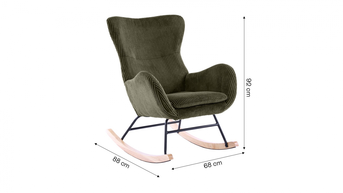 Rocking-chair en velours côtelé vert - Béa