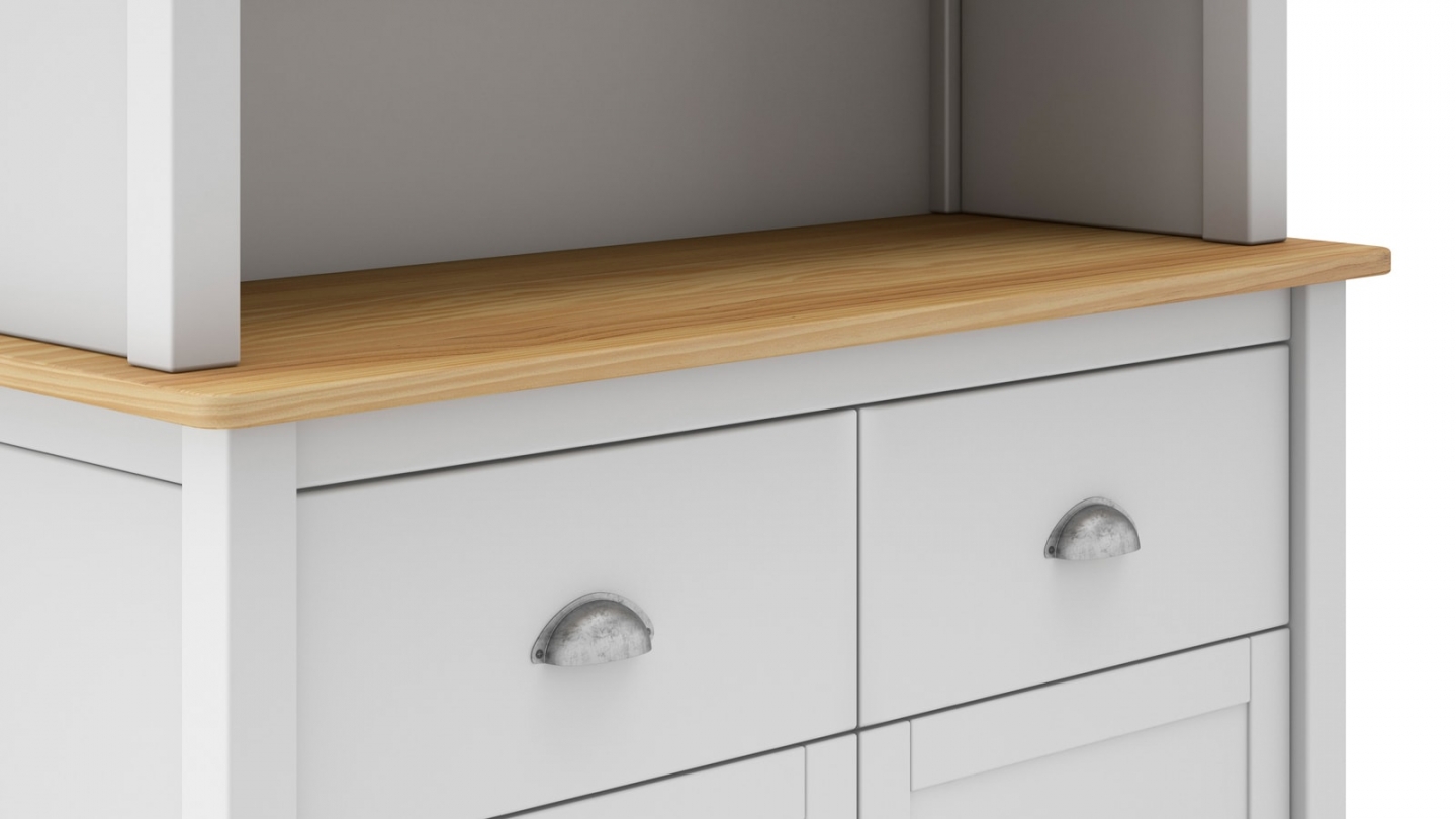 Vaisselier 4 portes 2 tiroirs en bois massif blanc 90 cm - Macha