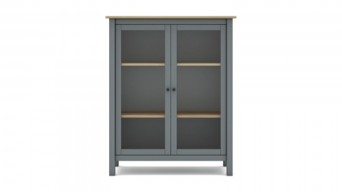 Vaisselier 2 portes en bois massif vert kaki 110 cm - Macha