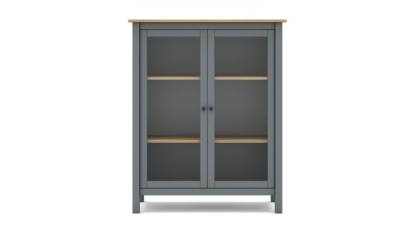 Vaisselier 2 portes en bois massif vert kaki 110 cm - Macha