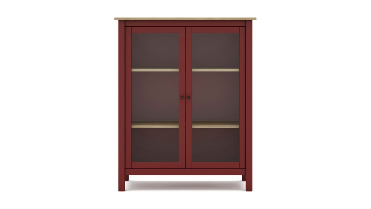 Vaisselier 2 portes en bois massif Rouge 110 cm - Macha