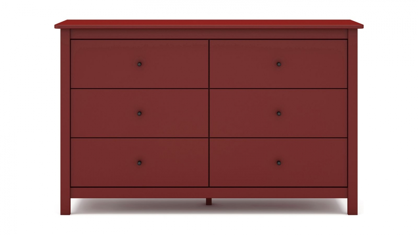 Commode 6 tiroirs en bois massif rouge 130 cm - Macha