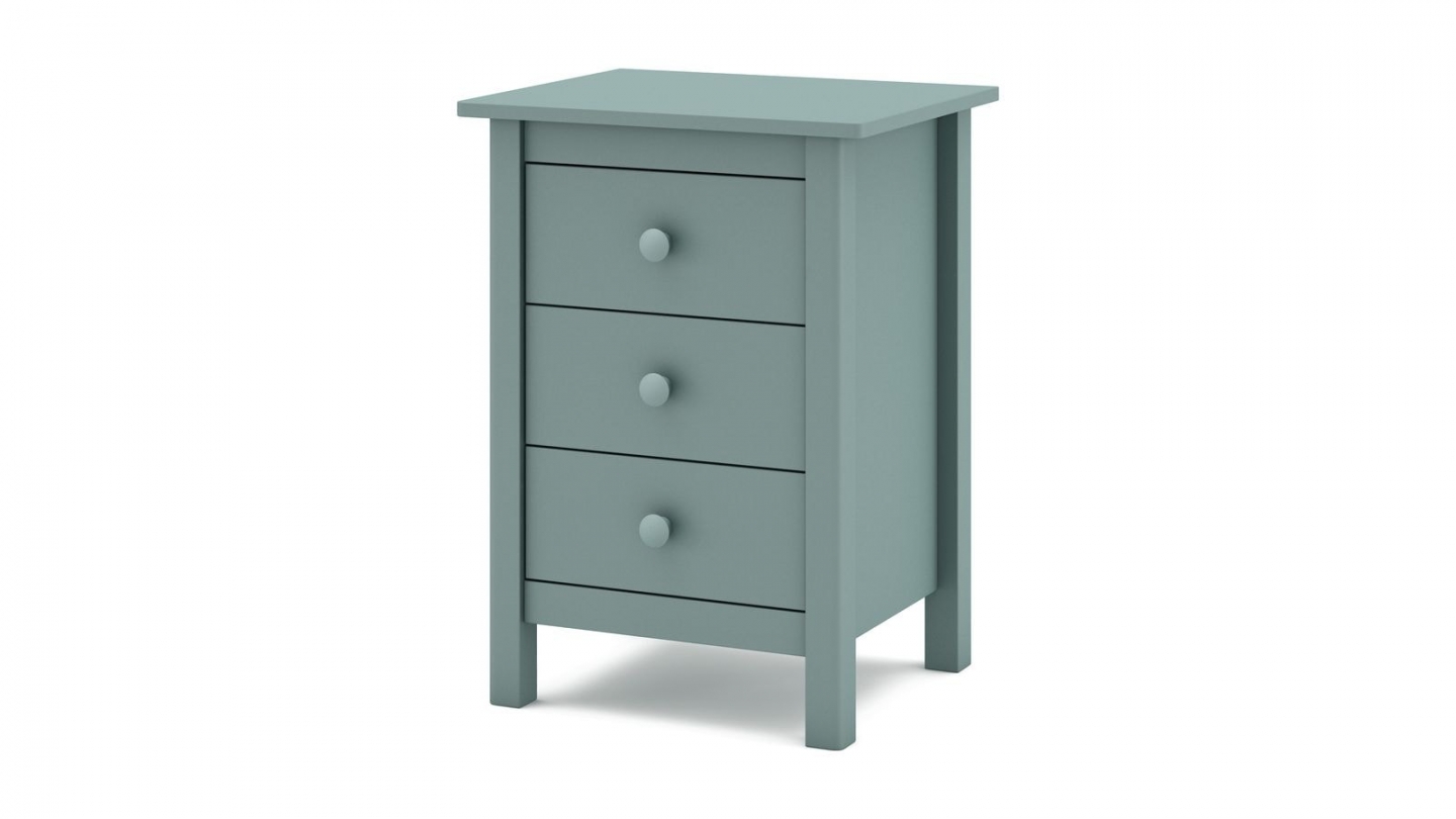 Table de chevet enfant 3 tiroirs en bois massif vert pétrole - Melvin