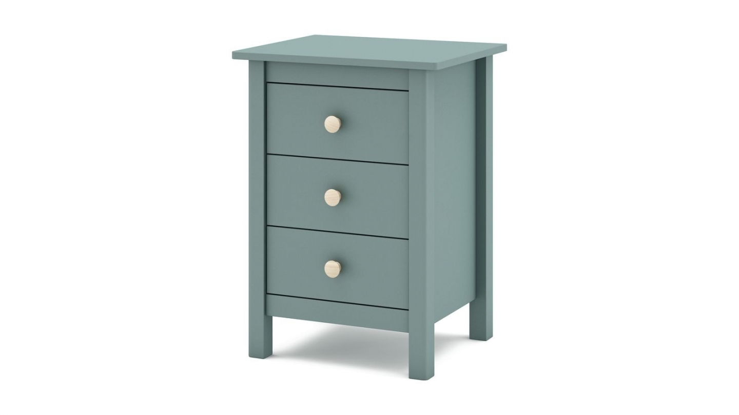 Table de chevet enfant 3 tiroirs en bois massif vert pétrole - Melvin