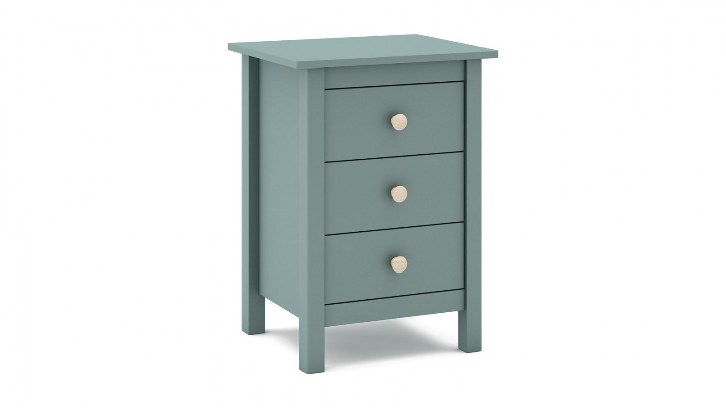 Table de chevet enfant 3 tiroirs en bois massif vert pétrole - Melvin