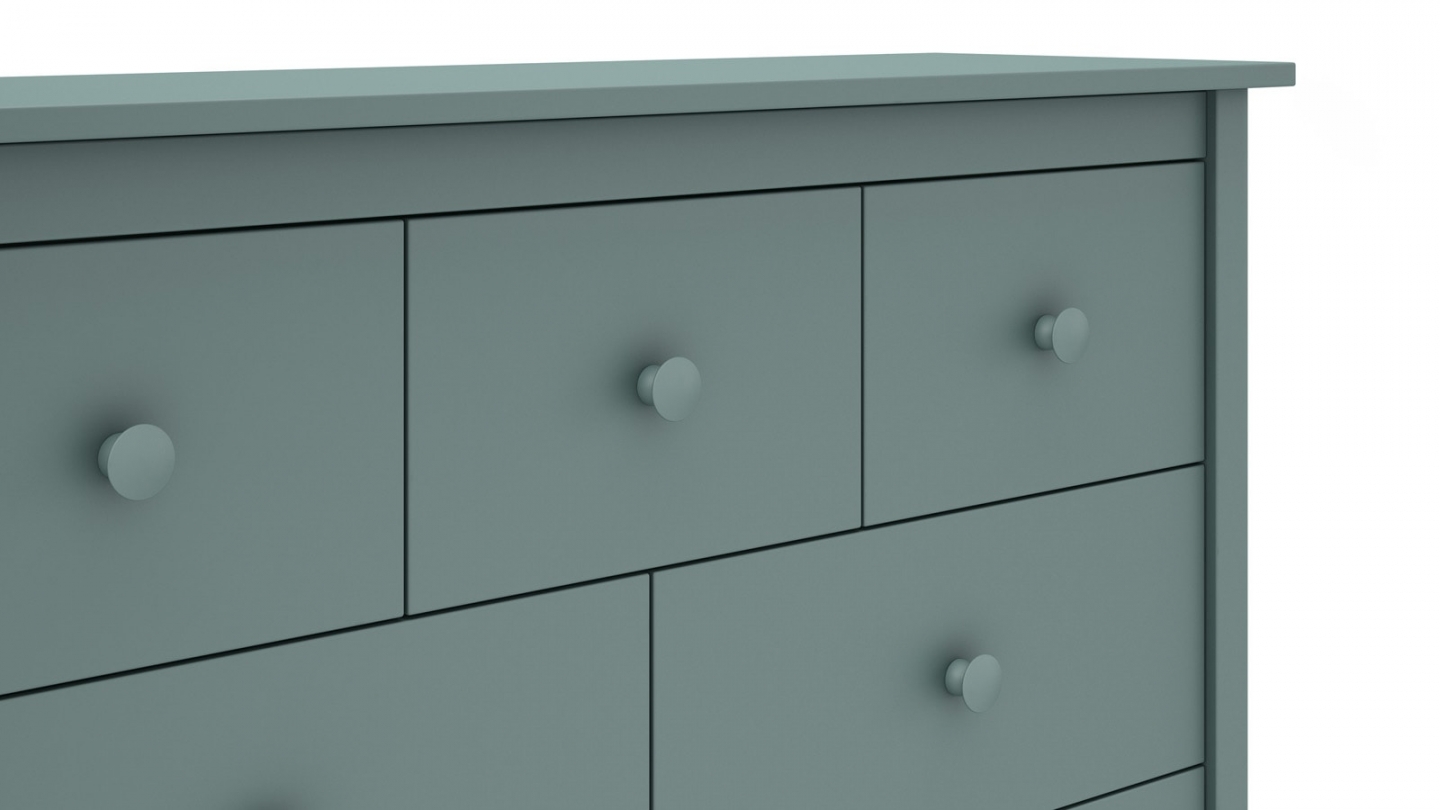 Commode enfant 7 tiroirs en bois massif vert pétrole 110 - Melvin