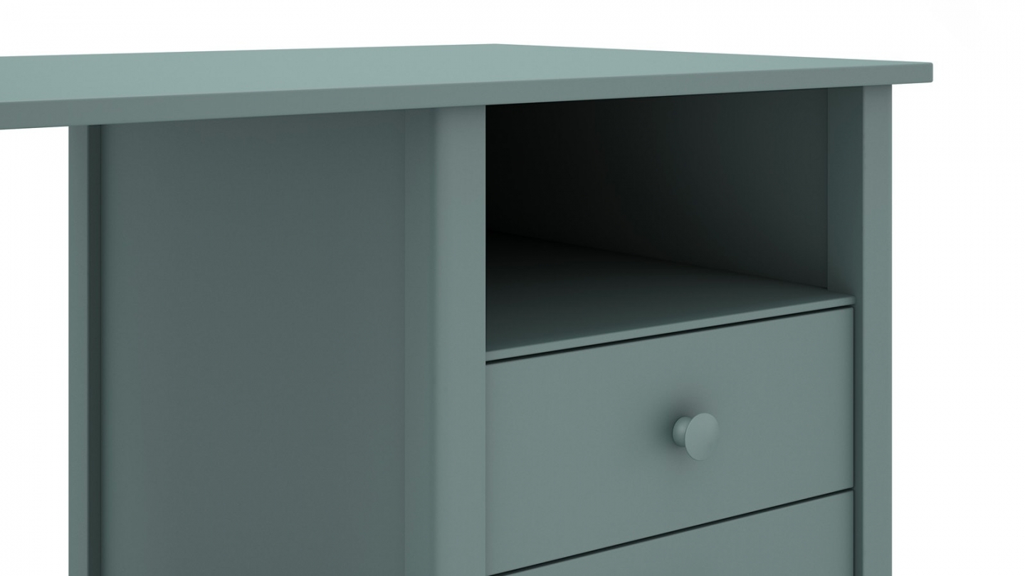 Bureau enfant 3 tiroirs en bois massif vert pétrole 120cm - Melvin