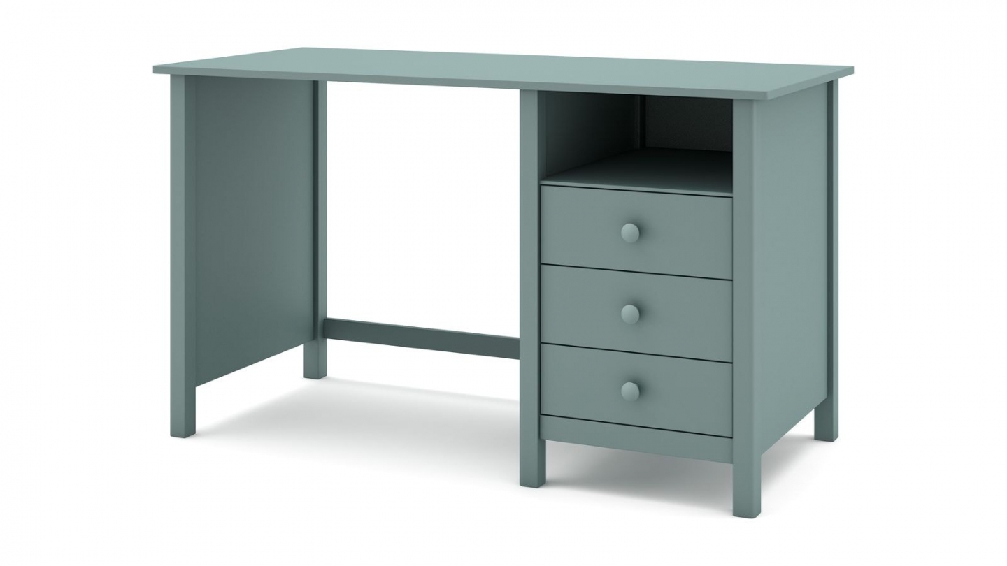 Bureau enfant 3 tiroirs en bois massif vert pétrole 120cm - Melvin