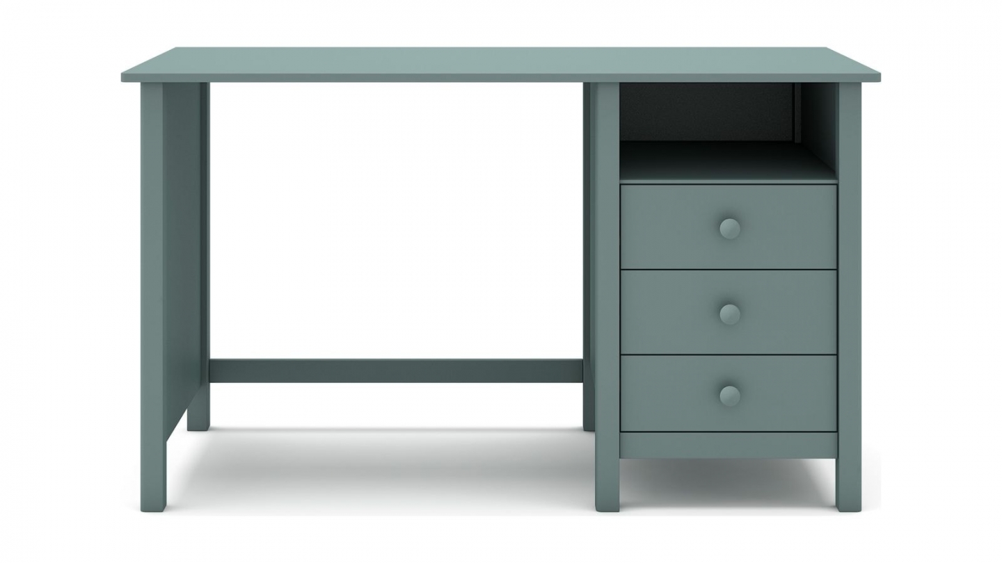 Bureau enfant 3 tiroirs en bois massif vert pétrole 120cm - Melvin