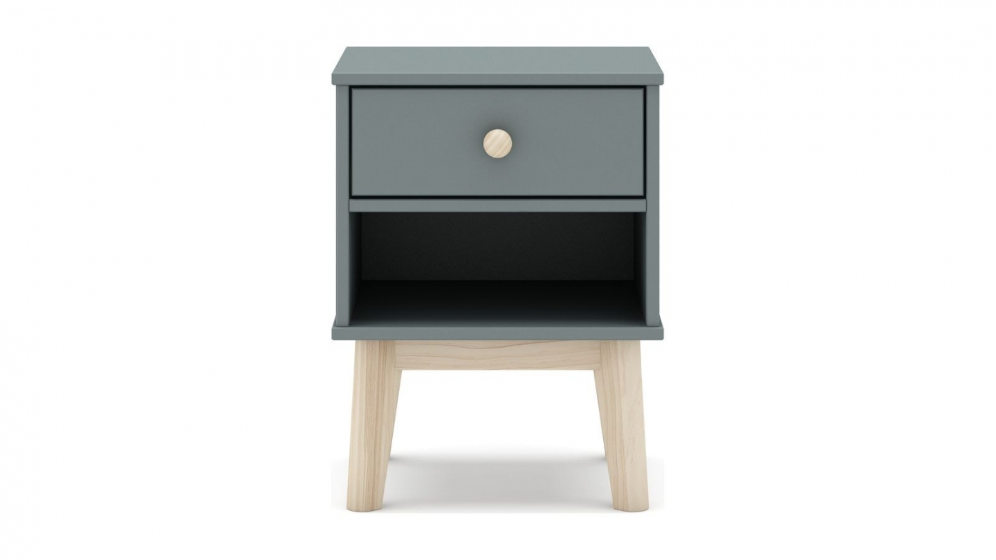 Table de chevet enfant 1 tiroir en bois vert kaki - Elise