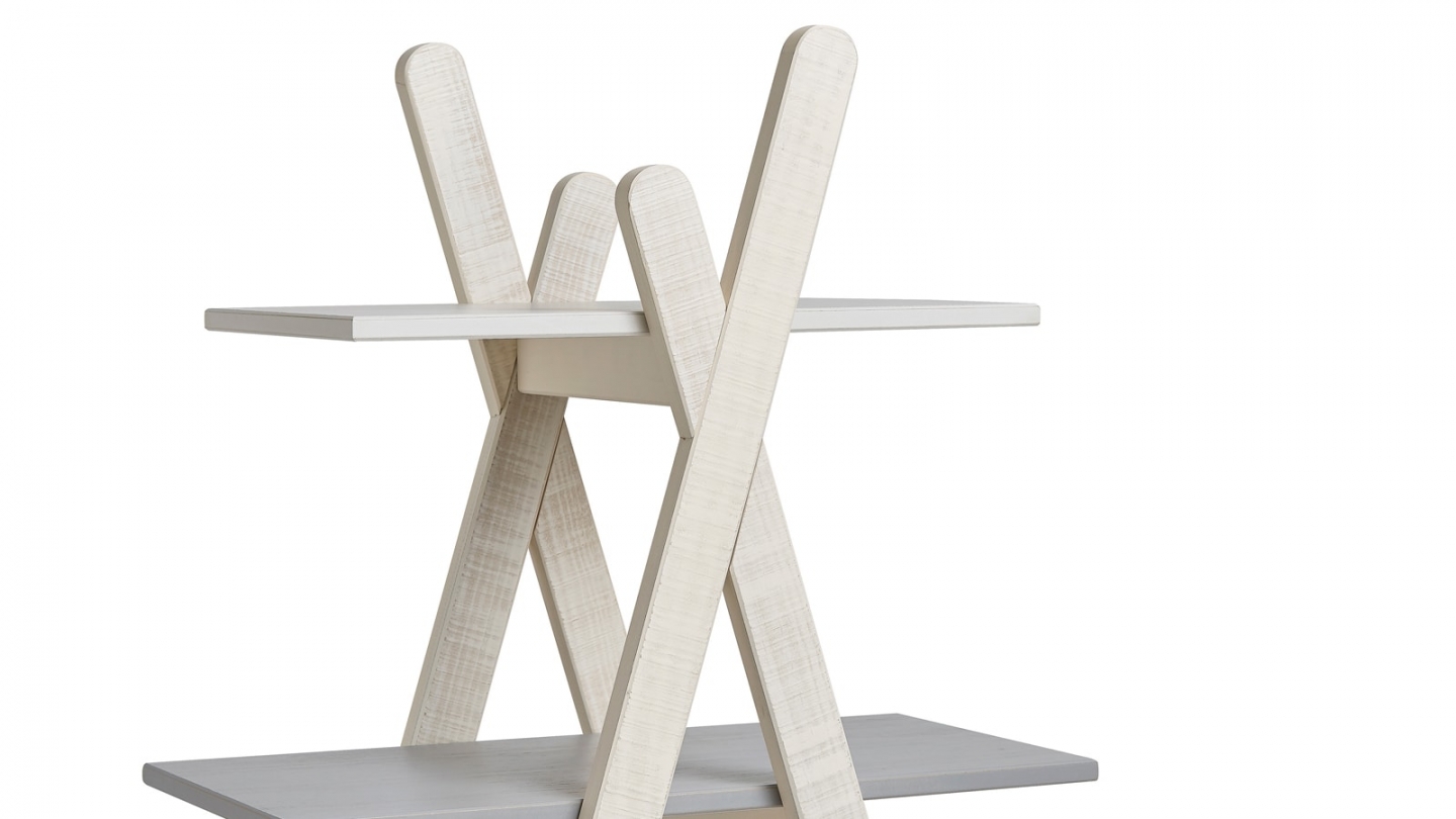 Etagère tipi enfant en bois gris et blanc H146 cm - Sue