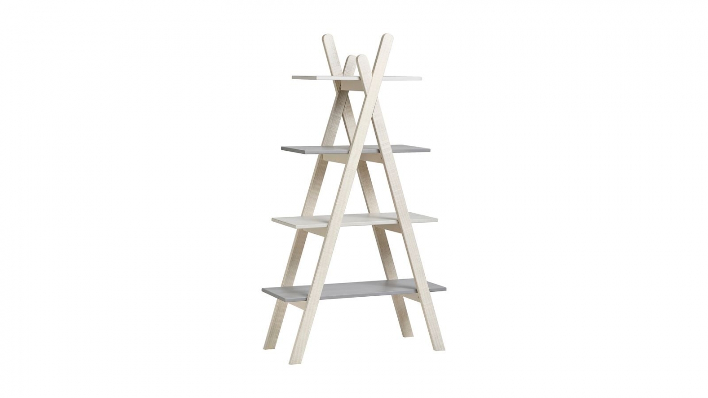 Etagère tipi enfant en bois gris et blanc H146 cm - Sue
