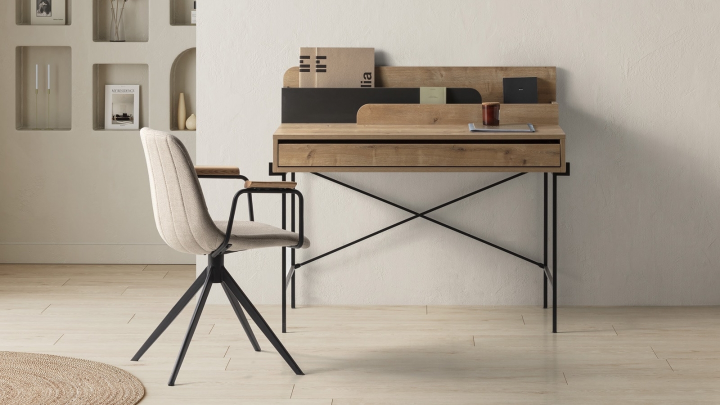 Bureau 1 tiroir effet chêne 113 cm - Rosaly