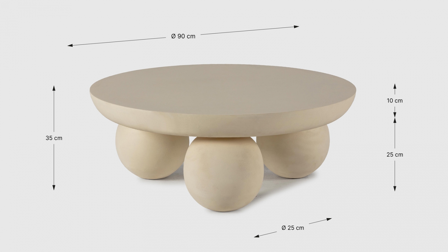 Table basse ronde en bois de manguier beige 90cm - Venus