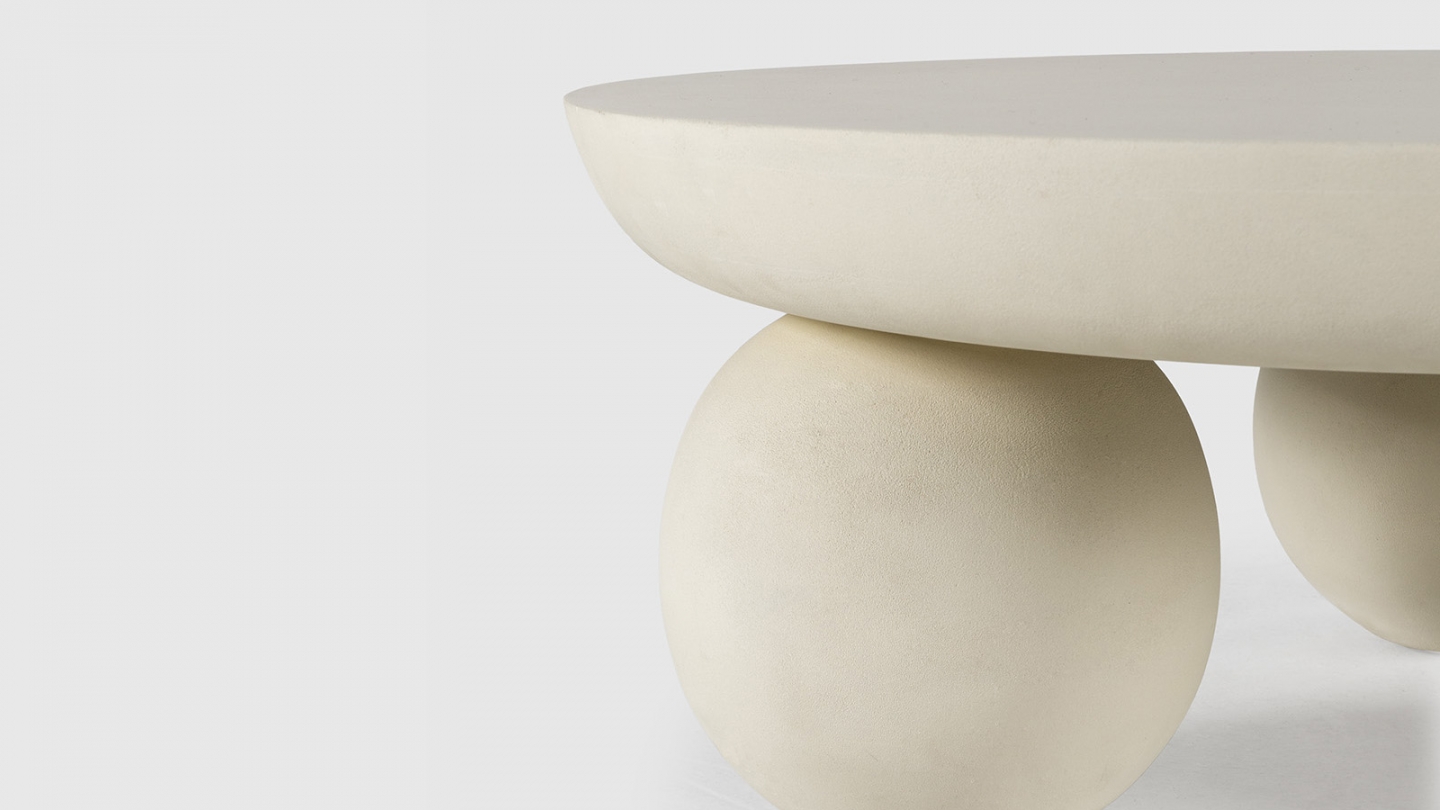 Table basse ronde en bois de manguier beige 90cm - Venus