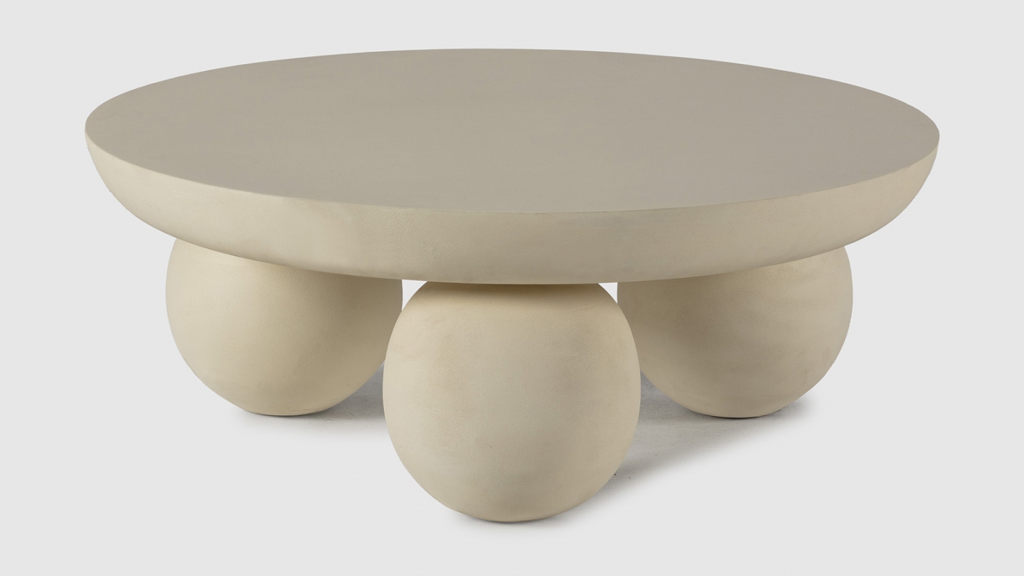 Table basse ronde en bois de manguier beige 90cm - Venus