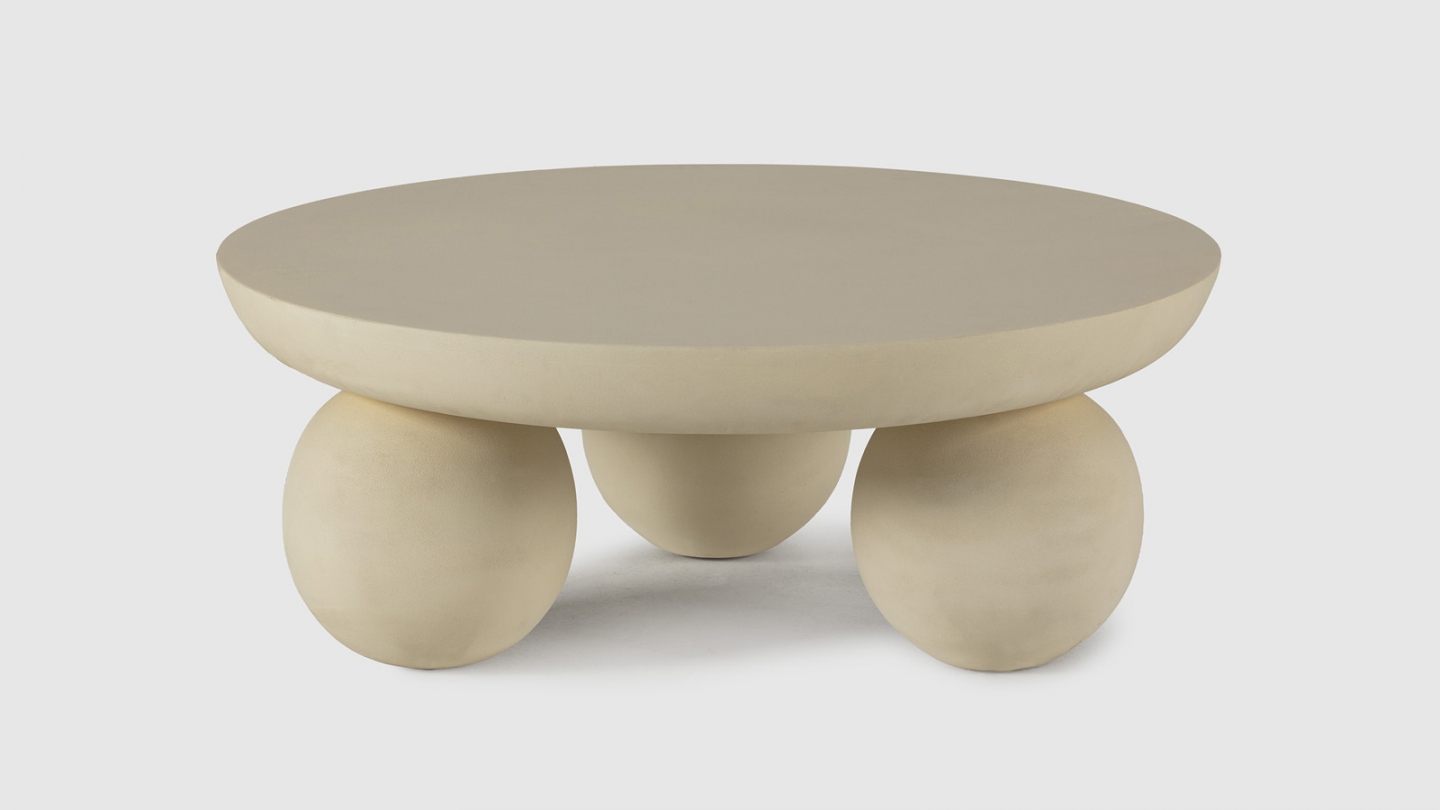 Table basse ronde en bois de manguier beige 90cm - Venus