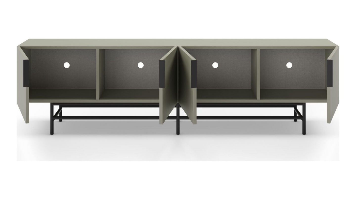Meuble TV 4 portes vert 200 cm - Clea
