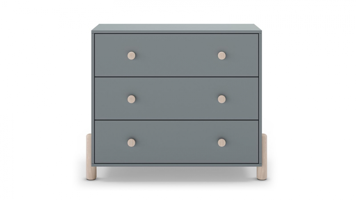Commode enfant 3 tiroirs en bois vert kaki 90 cm - Bastien