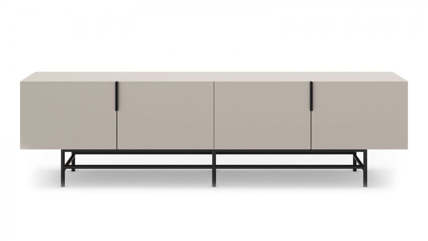 Meuble TV 4 portes beige 200 cm - Clea