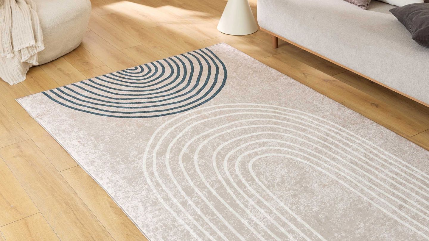 Tapis motif arc-de-cercle grège 200x290 cm - Valetta