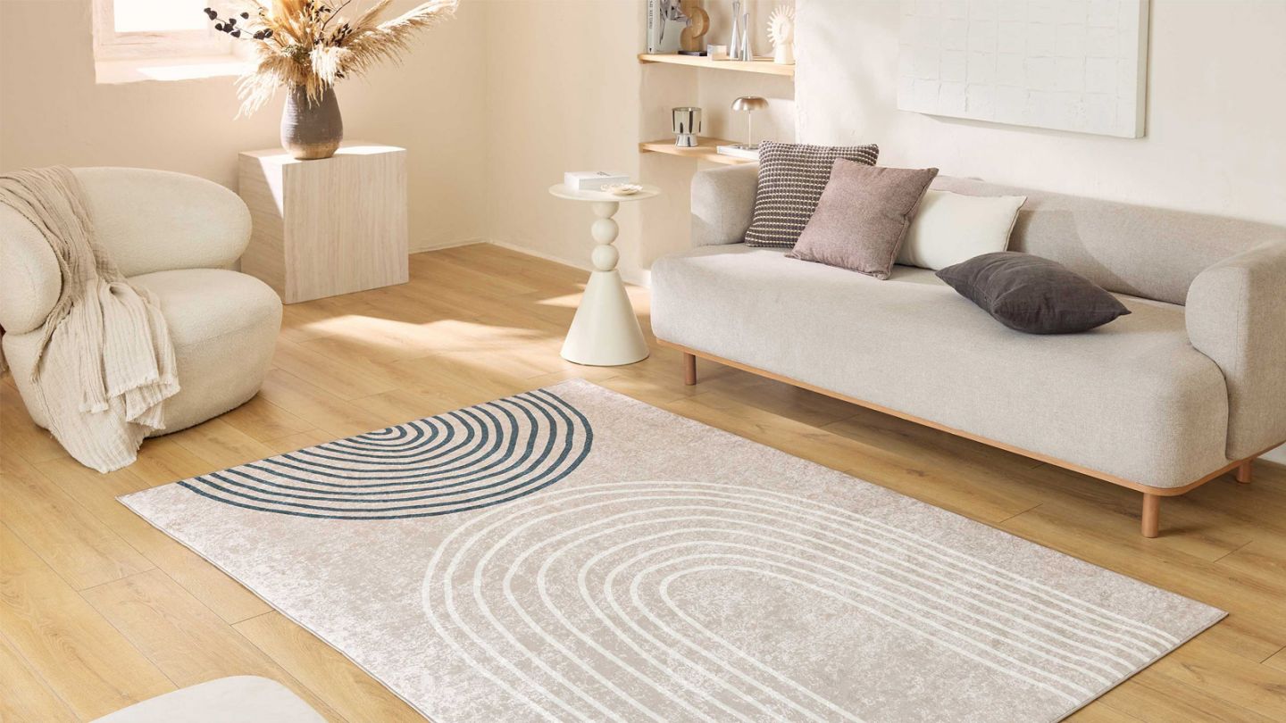 Tapis motif arc-de-cercle grège 200x290 cm - Valetta