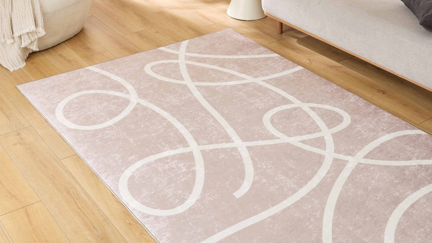 Tapis motif artistique abstrait grège 120x160 cm - Delphi