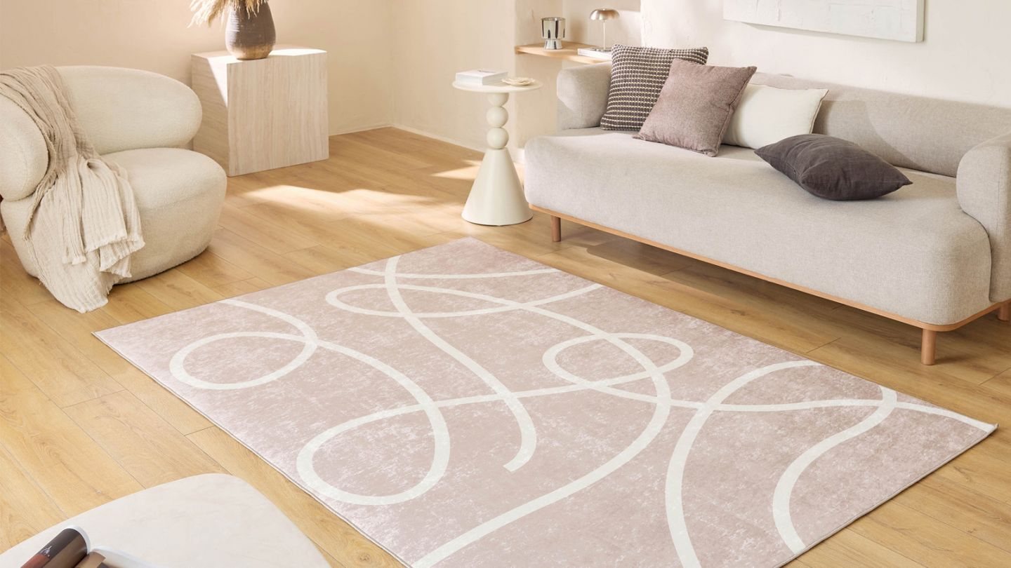 Tapis motif artistique abstrait grège 120x160 cm - Delphi