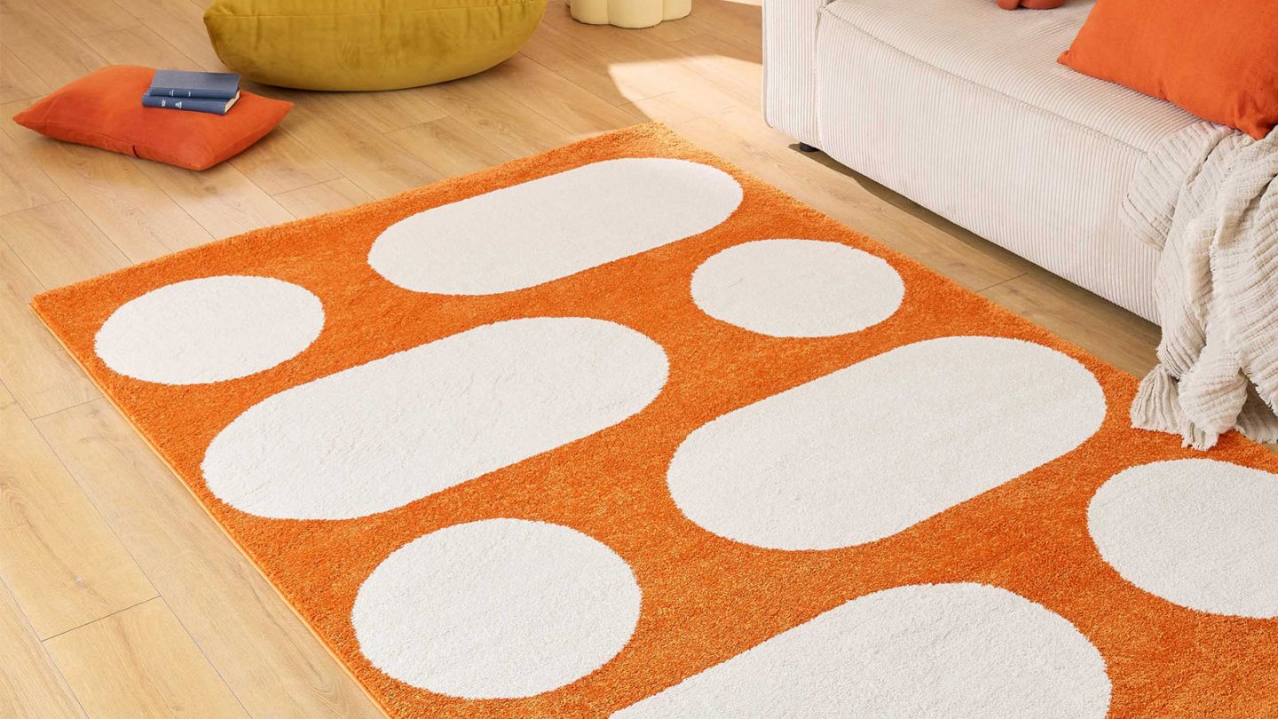 Tapis rétro années 70 orange 200x280 cm - Almafi