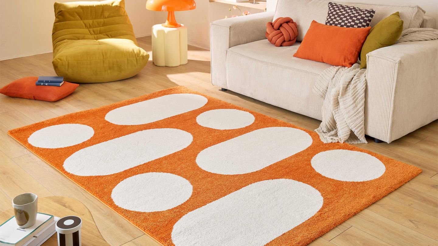 Tapis rétro années 70 orange 160x230 cm - Almafi
