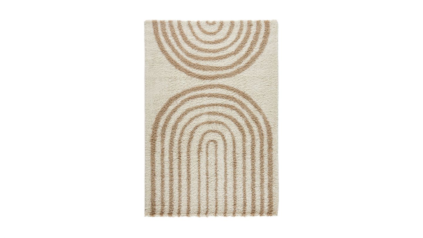 Tapis shaggy motif arc beige 160x230 cm - Calypso