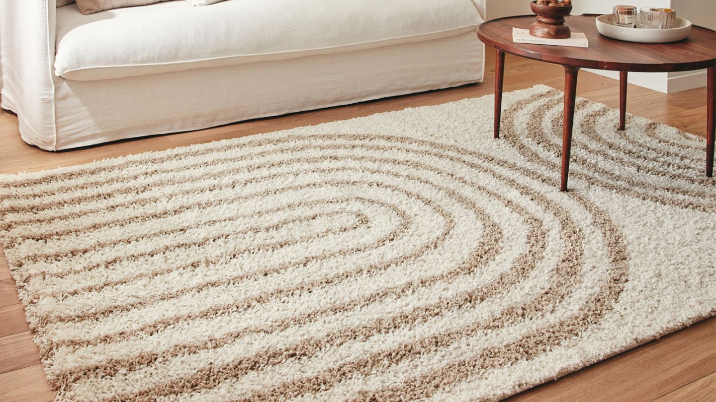 Tapis shaggy motif arc beige 160x230 cm - Calypso