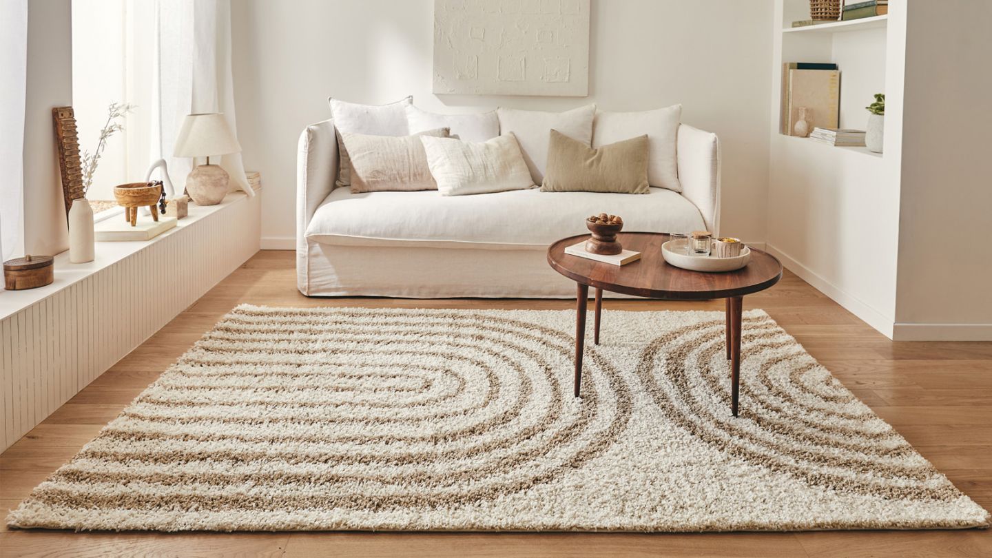 Tapis shaggy motif arc beige 160x230 cm - Calypso