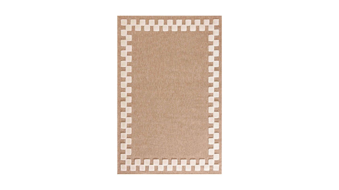 Tapis aspect jute bordure damier beige 80x150 cm - Isla