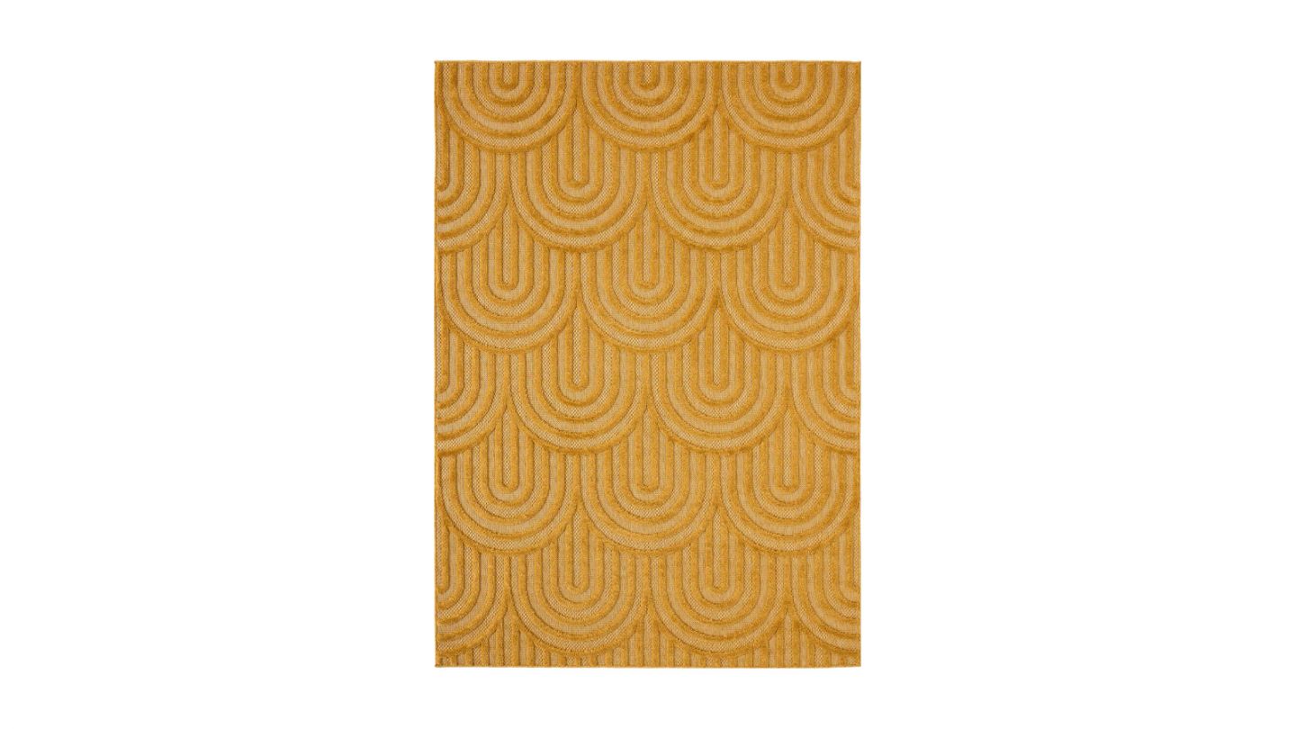 Tapis motif arc de cercle jaune 200x290 cm - Nivara
