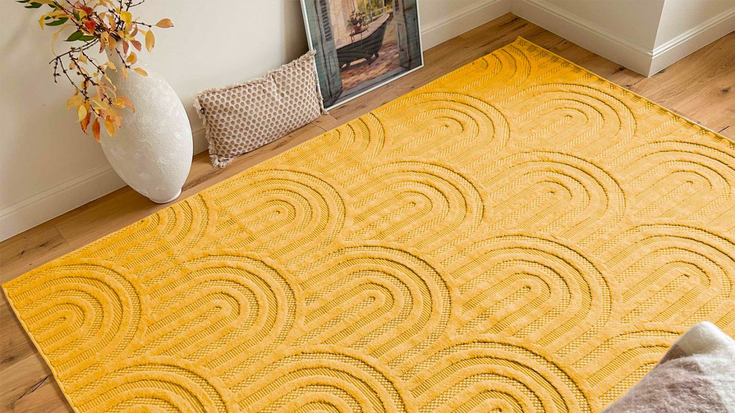 Tapis motif arc de cercle jaune 160x230 cm - Nivara
