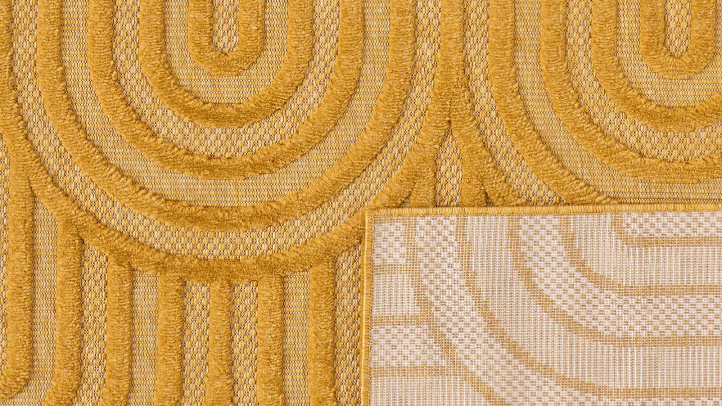 Tapis motif arc de cercle jaune 200x290 cm - Nivara