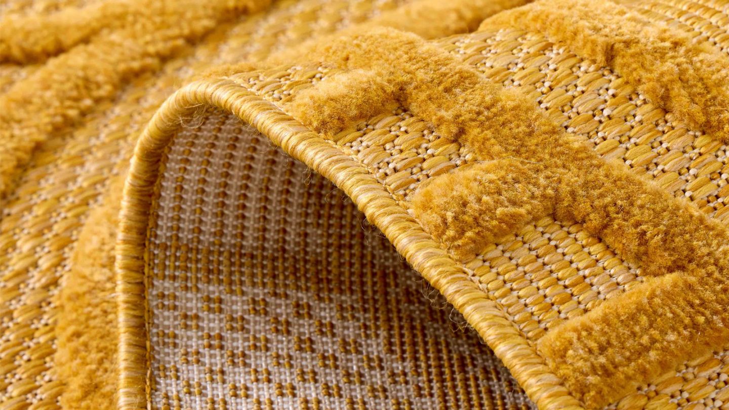 Tapis motif arc de cercle jaune 200x290 cm - Nivara