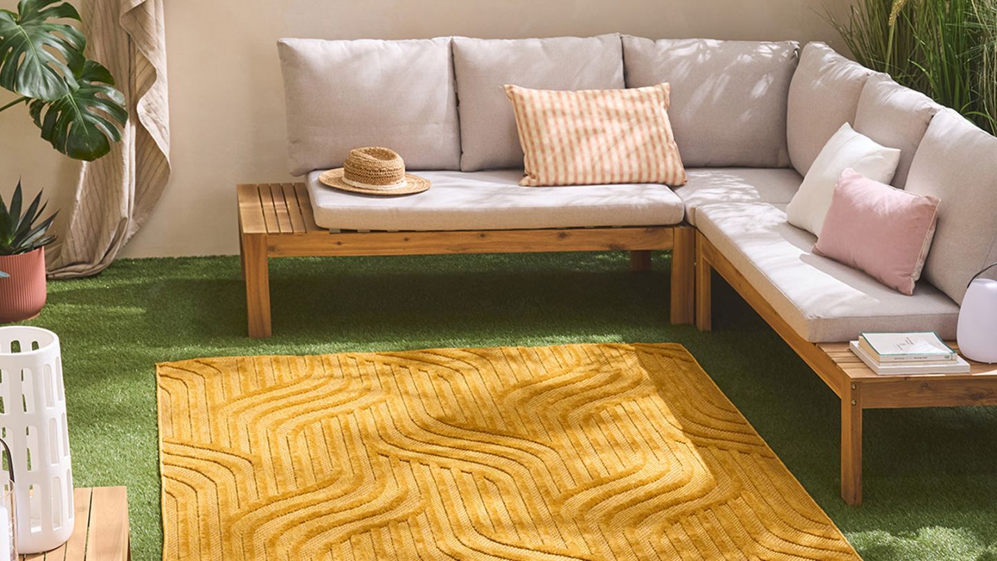 Tapis graphique moderne jaune 200x290 cm - Lennox