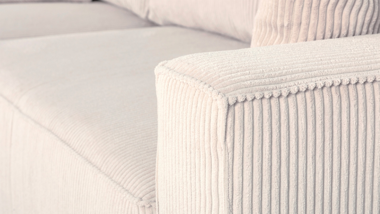 Canapé d'angle réversible convertible 4 places en velours côtelé beige - Théa