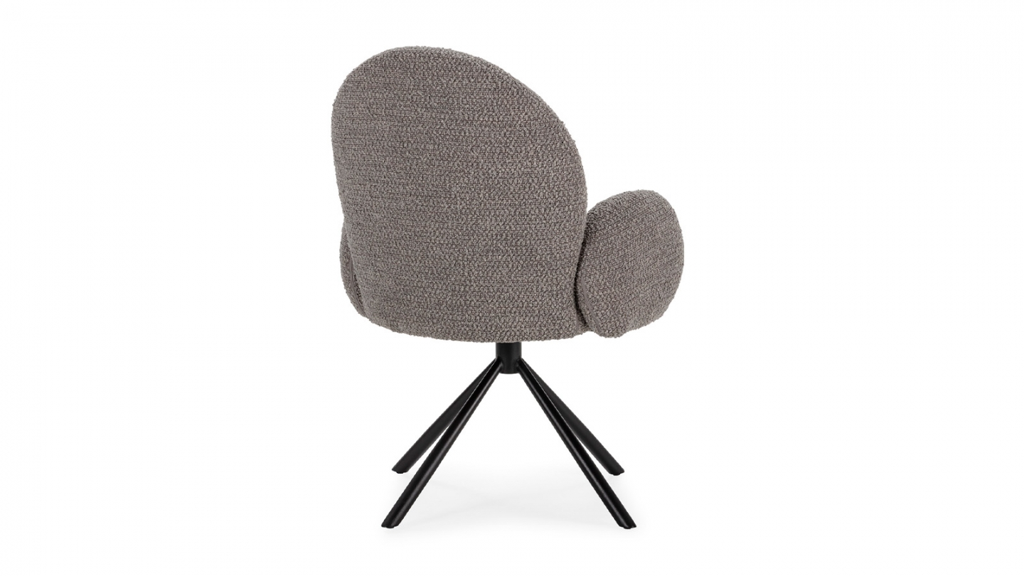 Fauteuil de table pivotant en tissu bouclé gris clair - Opaline
