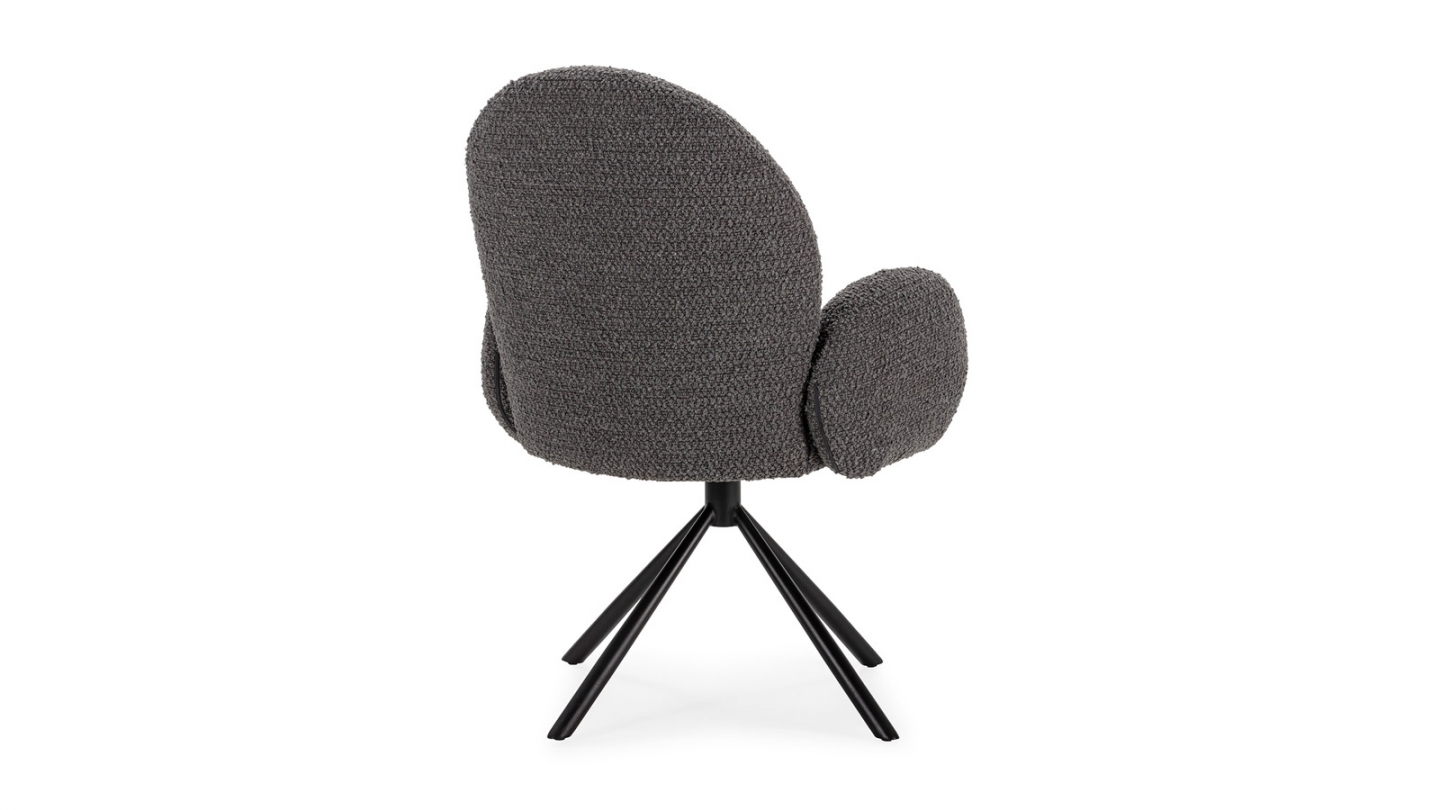 Fauteuil de table pivotant en tissu bouclé gris foncé - Opaline