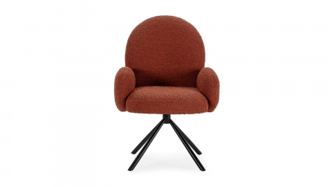 Fauteuil de table pivotant en tissu bouclé rouille - Opaline