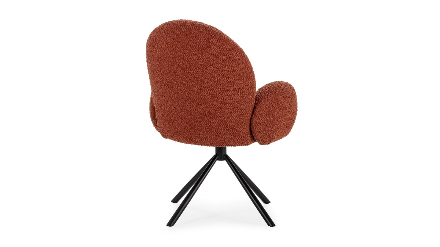 Fauteuil de table pivotant en tissu bouclé rouille - Opaline