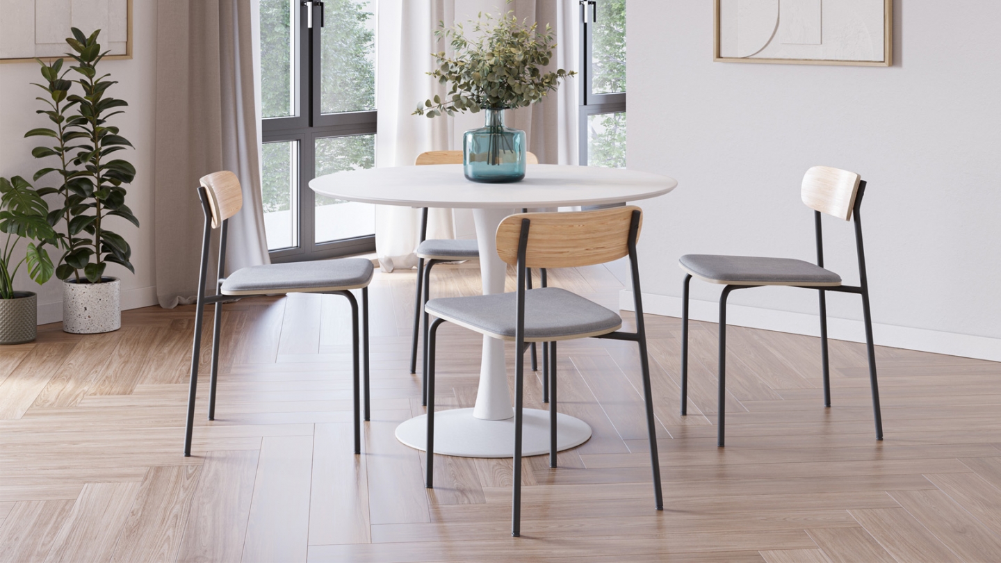Lot de 2 chaises en tissu taupe et effet bois - Svala