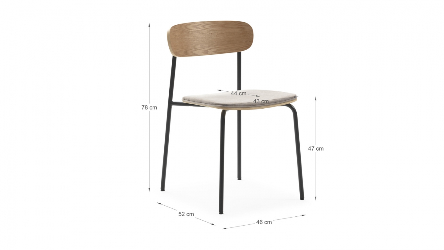 Lot de 2 chaises en tissu taupe et effet bois - Svala