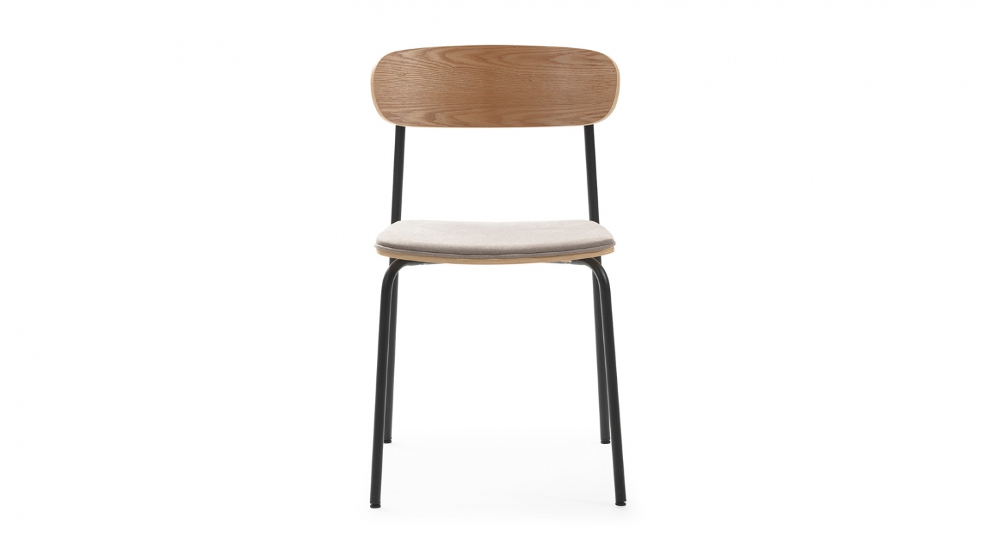 Lot de 2 chaises en tissu taupe et effet bois - Svala