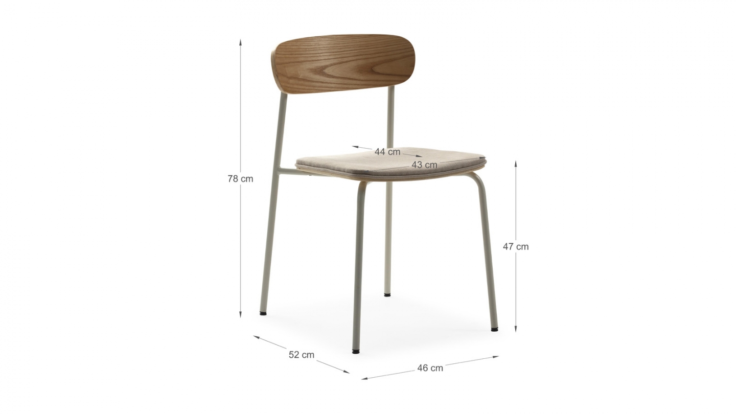 Lot de 2 chaises en tissu beige et effet bois - Svala