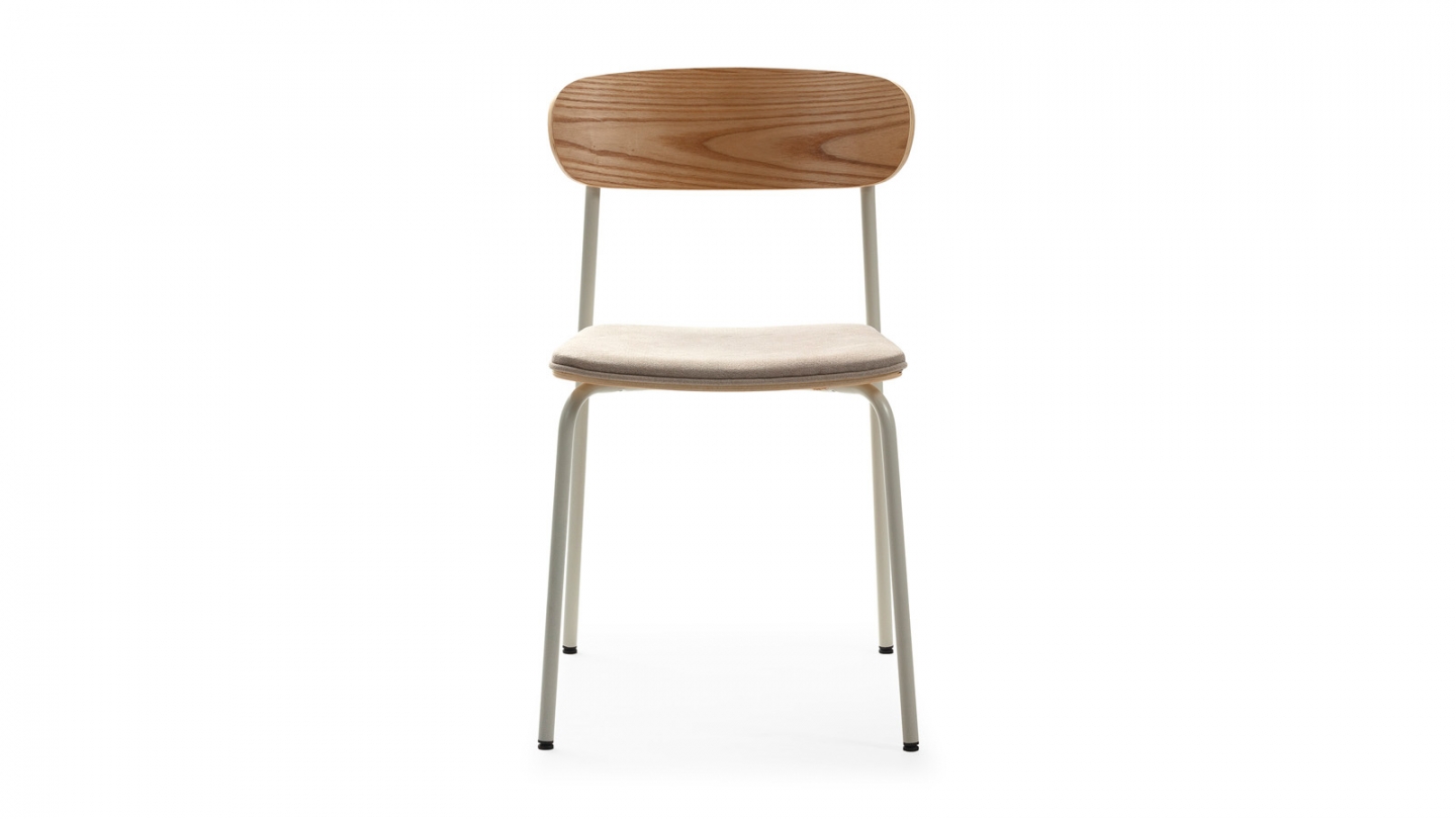 Lot de 2 chaises en tissu beige et effet bois - Svala