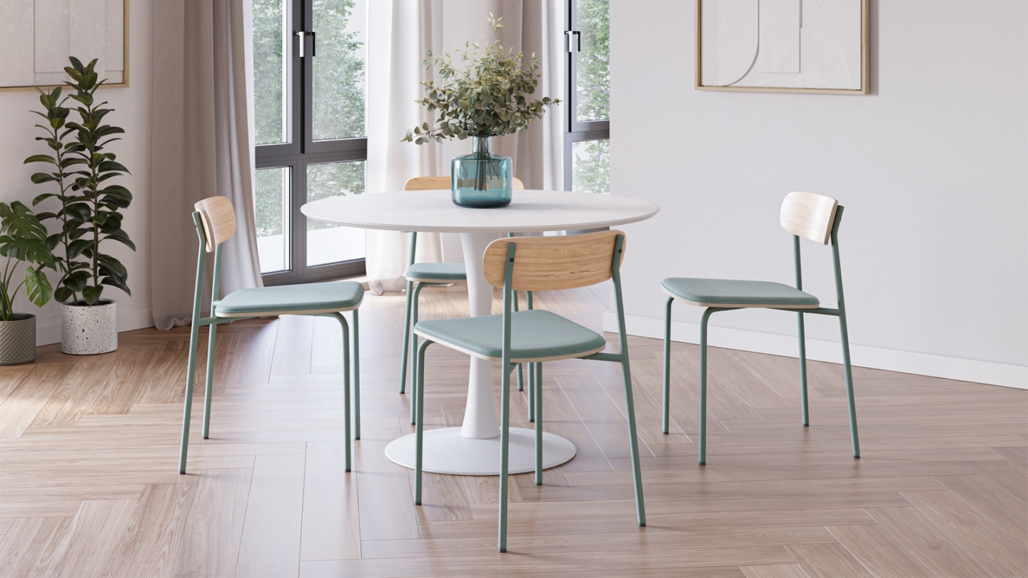 Lot de 2 chaises en tissu aigue-marine et effet bois - Svala